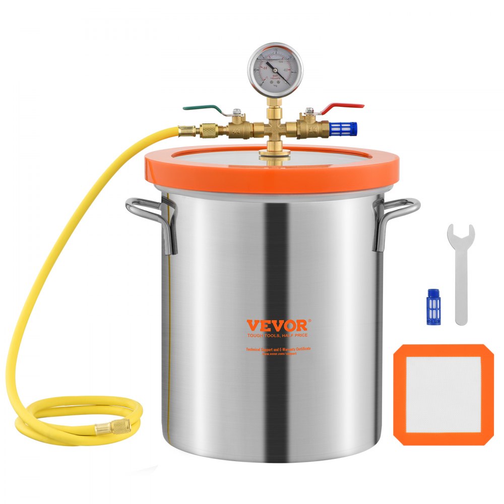 VEVOR 3 Gallon Vacuum Chamber, Upgraded Tempered Glass Lid Vacuum Degassing Chamber, 304 Stainless Steel Chamber, for
