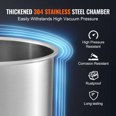 VEVOR 5 Gallon Vacuum Chamber, Upgraded Tempered Glass Lid Vacuum Degassing Chamber, 304 Stainless Steel Chamber, for