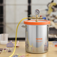VEVOR 5 Gallon Vacuum Chamber, Upgraded Tempered Glass Lid Vacuum Degassing Chamber, 304 Stainless Steel Chamber, for