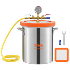 VEVOR 5 Gallon Vacuum Chamber, Upgraded Tempered Glass Lid Vacuum Degassing Chamber, 304 Stainless Steel Chamber, for