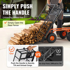 VEVOR Garden Cart, Sturdy Metal Construction with Simple Assembly, Versatile Dump Cart with Dual-Function Handle