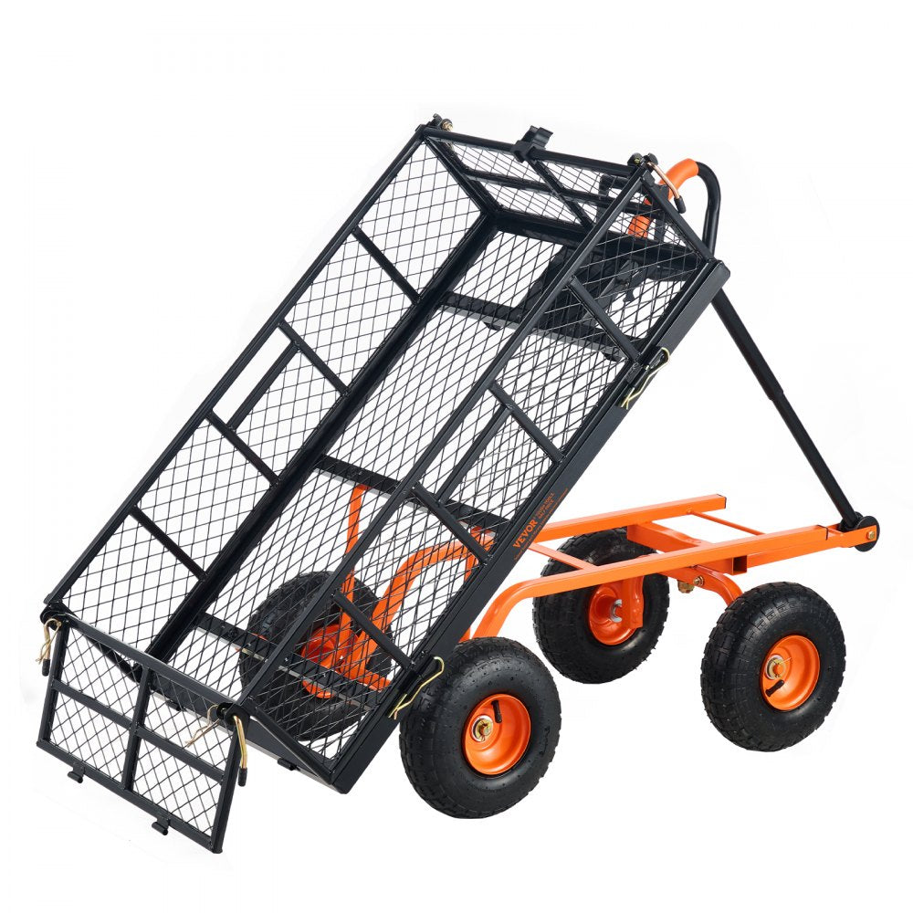 VEVOR Garden Cart, Sturdy Metal Construction with Simple Assembly, Versatile Dump Cart with Dual-Function Handle