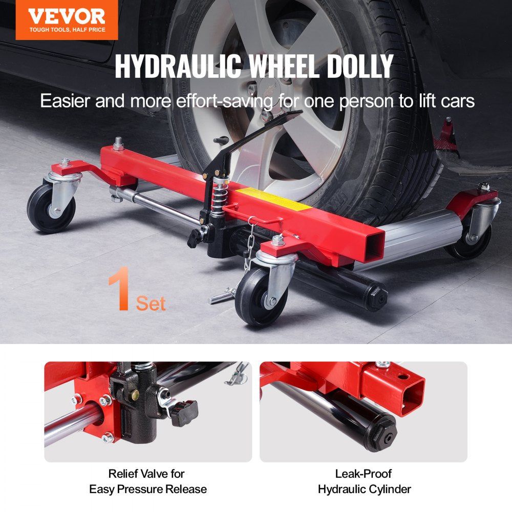 VEVOR Wheel Dolly, Max Capacity 1500 Lbs Car Dolly, Car Jack Dolly Lifter with 360° Rotatable Wheels, Heavy Duty