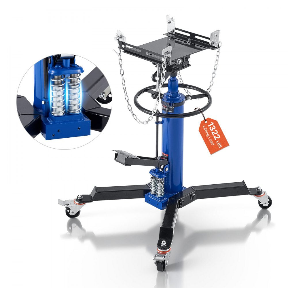 VEVOR Hydraulic Transmission Jack, 1322 lbs / 0.6 Ton Lifting Capacity Telescoping Transmission Jack with Foot Pedal