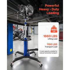 VEVOR Hydraulic Transmission Jack, 1660 lbs / 0.75 Ton Lifting Capacity Telescoping Transmission Jack with Foot Pedal