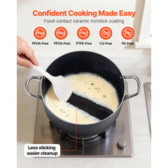 VEVOR Aluminum Stock Pot, 12-Quart Nonstick Ceramic Coated Pot with Glass Lid, PFOA-Free, PFAS-Free, Compatible with