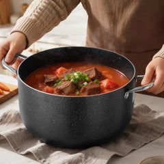 VEVOR Aluminum Stock Pot, 12-Quart Nonstick Ceramic Coated Pot with Glass Lid, PFOA-Free, PFAS-Free, Compatible with