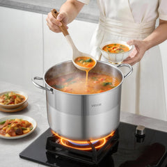 VEVOR Stainless Steel Stock Pot, 16-Quart Stainless Steel Stockpot with Glass Lid, PFOA-Free, PFAS-Free, Compatible