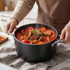 VEVOR Aluminum Stock Pot, 6-Quart Nonstick Ceramic Coated Pot with Glass Lid, PFOA-Free, PFAS-Free, Compatible with Gas