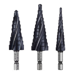 VEVOR Step Drill Bit Set, 1/8 - 7/8 inch, 3 Pieces Step Drill Bits, 1/4 inch Hex Shank, TiAlN Coating Cobalt HSS High