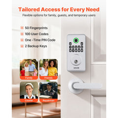 VEVOR Fingerprint Door Lock Set, Electronic Biometric Deadbolt Keyless Entry Door Lock with Handle, Pioneering