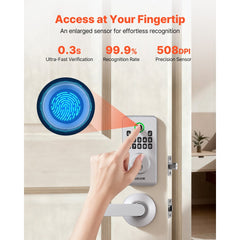 VEVOR Fingerprint Door Lock Set, Electronic Biometric Deadbolt Keyless Entry Door Lock with Handle, Pioneering