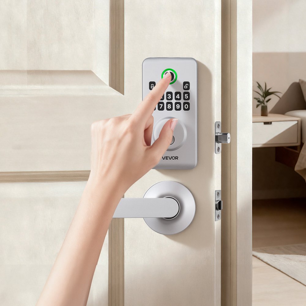 VEVOR Fingerprint Door Lock Set, Electronic Biometric Deadbolt Keyless Entry Door Lock with Handle, Pioneering