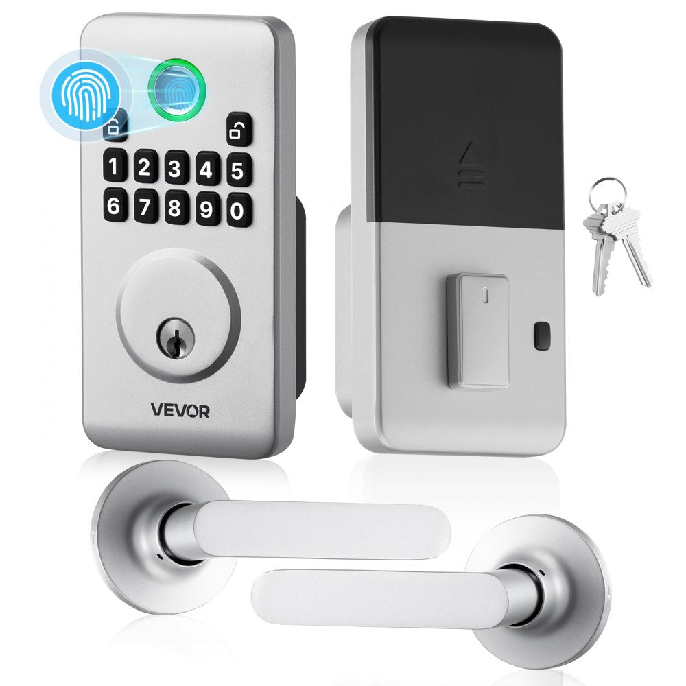 VEVOR Fingerprint Door Lock Set, Electronic Biometric Deadbolt Keyless Entry Door Lock with Handle, Pioneering