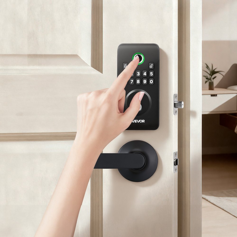 VEVOR Fingerprint Door Lock Set, Electronic Biometric Deadbolt Keyless Entry Door Lock with Handle, Pioneering