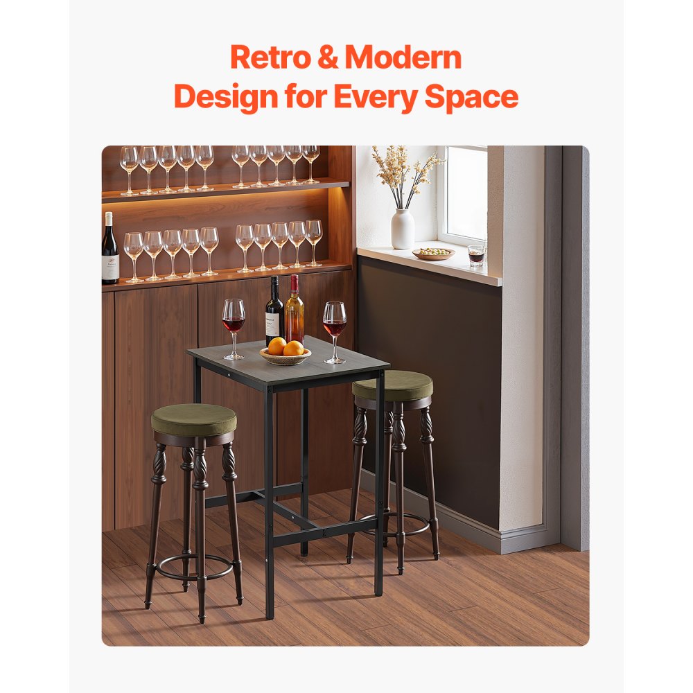 VEVOR Bar Table, Sturdy Metal Frame High Top Pub Table, Small Kitchen Dining, Cocktail Coffee Counter Bar Height Desk