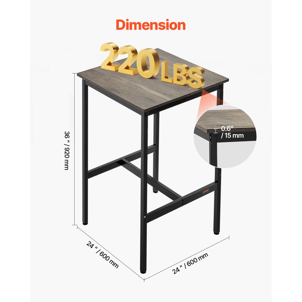 VEVOR Bar Table, Sturdy Metal Frame High Top Pub Table, Small Kitchen Dining, Cocktail Coffee Counter Bar Height Desk