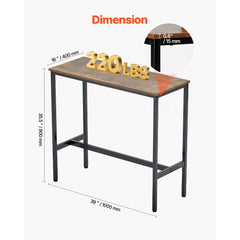 VEVOR Bar Table, Sturdy Metal Frame High Top Pub Table, Narrow Long Kitchen Dining, Cocktail Counter Bar Height Desk
