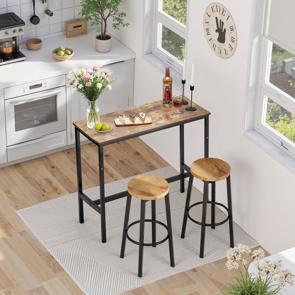 VEVOR Bar Table, Sturdy Metal Frame High Top Pub Table, Narrow Long Kitchen Dining, Cocktail Counter Bar Height Desk