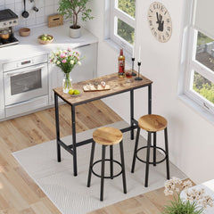VEVOR Bar Table, Sturdy Metal Frame High Top Pub Table, Narrow Long Kitchen Dining, Cocktail Counter Bar Height Desk