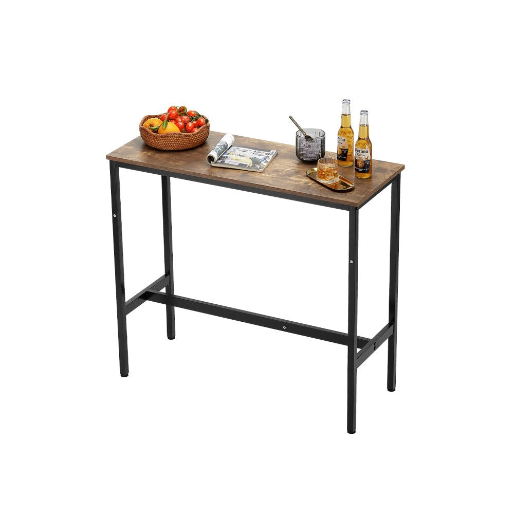 VEVOR Bar Table, Sturdy Metal Frame High Top Pub Table, Narrow Long Kitchen Dining, Cocktail Counter Bar Height Desk