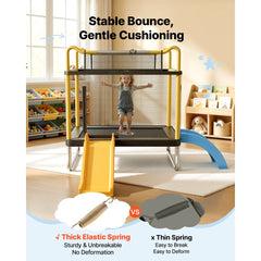 VEVOR Trampoline for Kids, Toddler Mini Trampoline, 132 lbs Capacity Indoor Outdoor Play Toys with Enclosure Net