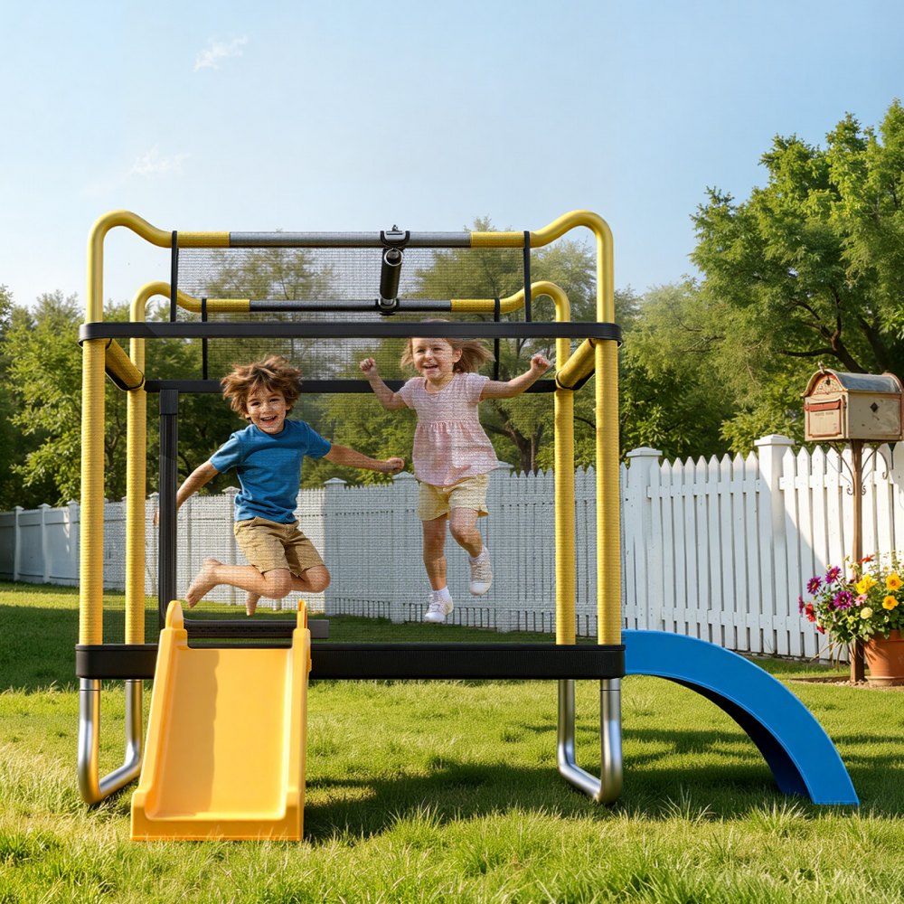 VEVOR Trampoline for Kids, Toddler Mini Trampoline, 132 lbs Capacity Indoor Outdoor Play Toys with Enclosure Net