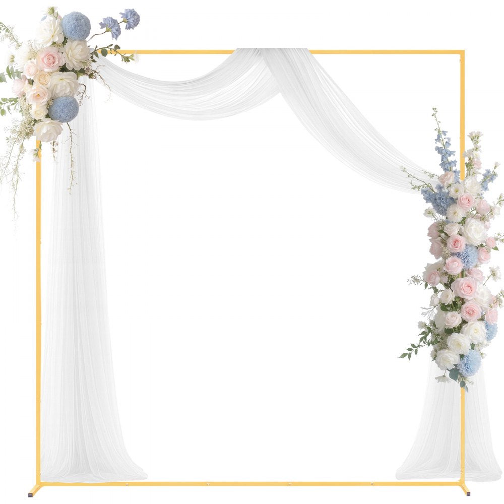VEVOR Arch Backdrop Stand, 6.6 x 6.6 ft, Stable Structure, Easy Assembly, Square Gold Metal Arch Backdrop Stand for