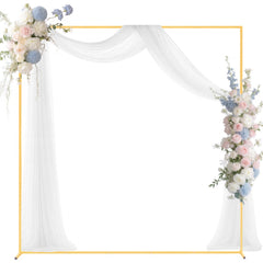 VEVOR Arch Backdrop Stand, 6.6 x 6.6 ft, Stable Structure, Easy Assembly, Square Gold Metal Arch Backdrop Stand for