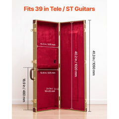 VEVOR Electric Guitar Hard Case, 41.3 Inch, Rectangle Wooden Hard-Shell Protective Carrying Case, with Lock Latch