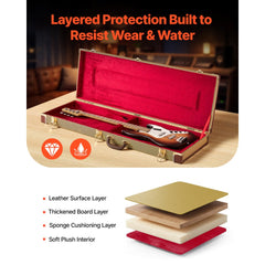 VEVOR Electric Guitar Hard Case, 41.3 Inch, Rectangle Wooden Hard-Shell Protective Carrying Case, with Lock Latch