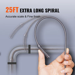 VEVOR Drain Auger 25Ft, Plumbing Snake Auto Feed, Plumbers Snake with Drill Attachment, Pipe Snake Drain Clog Remover