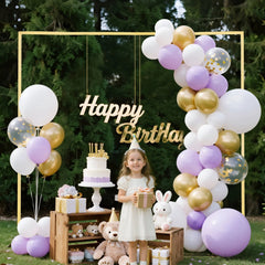 VEVOR Arch Backdrop Stand, 8 x 8 ft, Stable Structure, Easy Assembly, Square Gold Metal Arch Backdrop Stand for