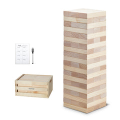 VEVOR Tumbling Timber Toy, 60 Blocks Giant Tumble Tower Blocks Game, Pine Wood Tumbling Tower Game with Storage Crate