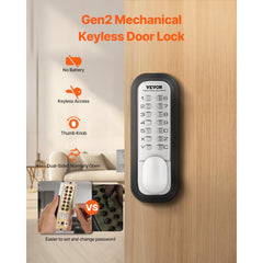 VEVOR Mechanical Keyless Entry Door Lock, 14 Key Mechanical Door Lock, Mechanical Keypad Door Lock with Adjustable