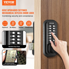 VEVOR Mechanical Keyless Entry Door Lock, 14 Digit Keypad, Outdoor Gate Door Locks Set with Surface-mounted Latch