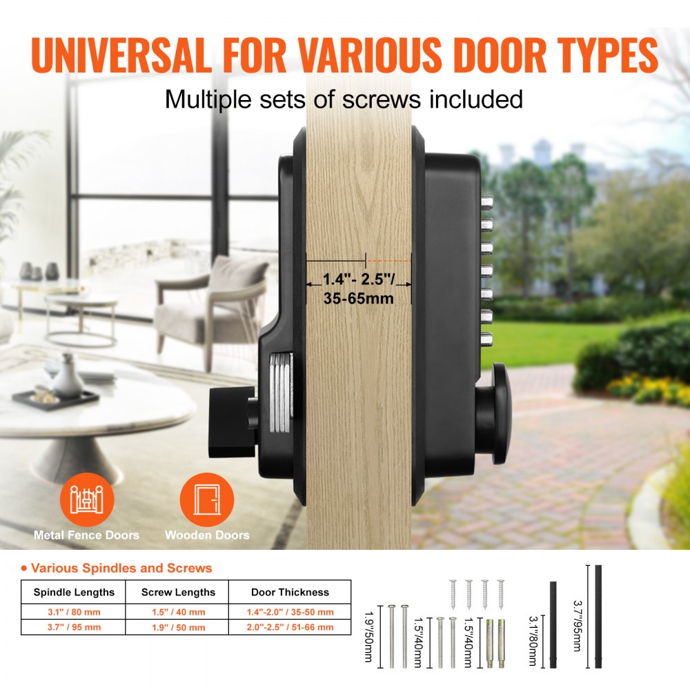VEVOR Mechanical Keyless Entry Door Lock, 14 Digit Keypad, Outdoor Gate Door Locks Set with Surface-mounted Latch