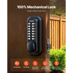 VEVOR Mechanical Keyless Entry Door Lock, 2.0 Code Upgrade, 4-7 Digits Code, Single-Sided Push Button Combination