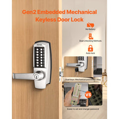 VEVOR Mechanical Keyless Entry Door Lock, 14 Key Mechanical Door Lock with Keys, Mechanical Keypad Door Lock with