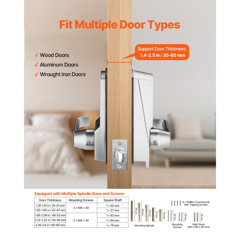VEVOR Mechanical Keyless Entry Door Lock, 14 Key Mechanical Door Lock with Keys, Mechanical Keypad Door Lock with