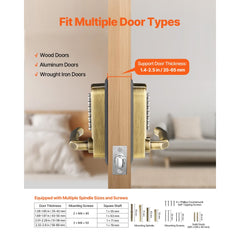 VEVOR Mechanical Keyless Entry Door Lock, 14 Key Mechanical Door Lock, Mechanical Keypad Door Lock with Handle