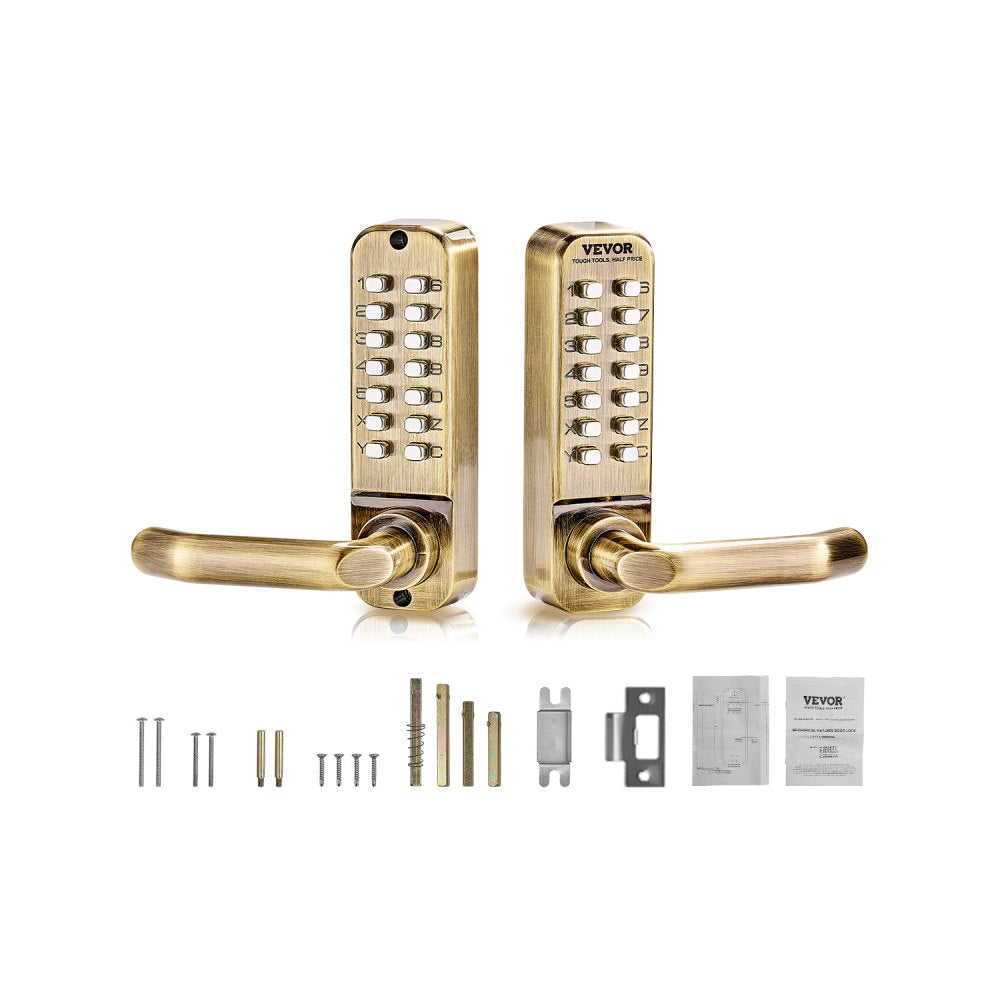 VEVOR Mechanical Keyless Entry Door Lock, 14 Key Mechanical Door Lock, Mechanical Keypad Door Lock with Handle