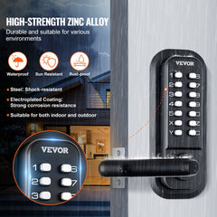 VEVOR Mechanical Keyless Entry Door Lock, 14 Digit Keypad, Embedded Outdoor Gate Door Locks Set with Keypad and Handle
