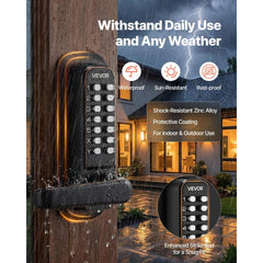 VEVOR Mechanical Keyless Entry Door Lock, 2.0 Code Upgrade, 4-7 Digits Code, Double-Sided Push Button Combination