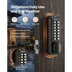 VEVOR Mechanical Keyless Entry Door Lock, 2.0 Code Upgrade, 4-7 Digits Code, Double-Sided Push Button Combination