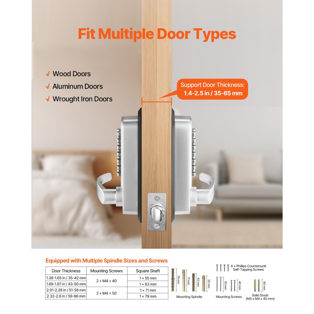 VEVOR Mechanical Keyless Entry Door Lock, 14 Key Mechanical Door Lock, Mechanical Keypad Door Lock with Handle
