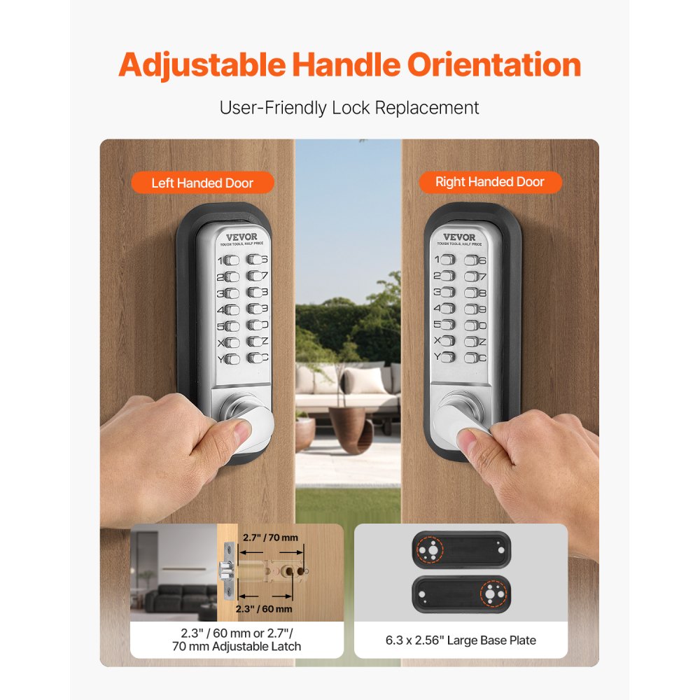 VEVOR Mechanical Keyless Entry Door Lock, 14 Key Mechanical Door Lock, Mechanical Keypad Door Lock with Handle