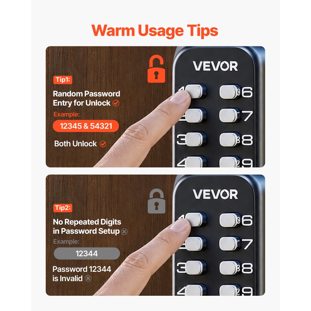VEVOR Mechanical Keyless Entry Door Lock, 14 Key Mechanical Door Lock, Mechanical Keypad Door Lock with Handle