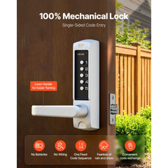 VEVOR Mechanical Keyless Entry Door Lock, 2.0 Code Upgrade, 5 Digits Code, Single-Sided Push Button Combination Keypad