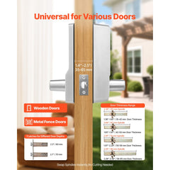 VEVOR Mechanical Keyless Entry Door Lock, 2.0 Code Upgrade, 5 Digits Code, Single-Sided Push Button Combination Keypad